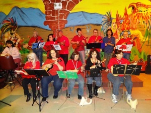Here they are performing at a local Mexican restaurant.